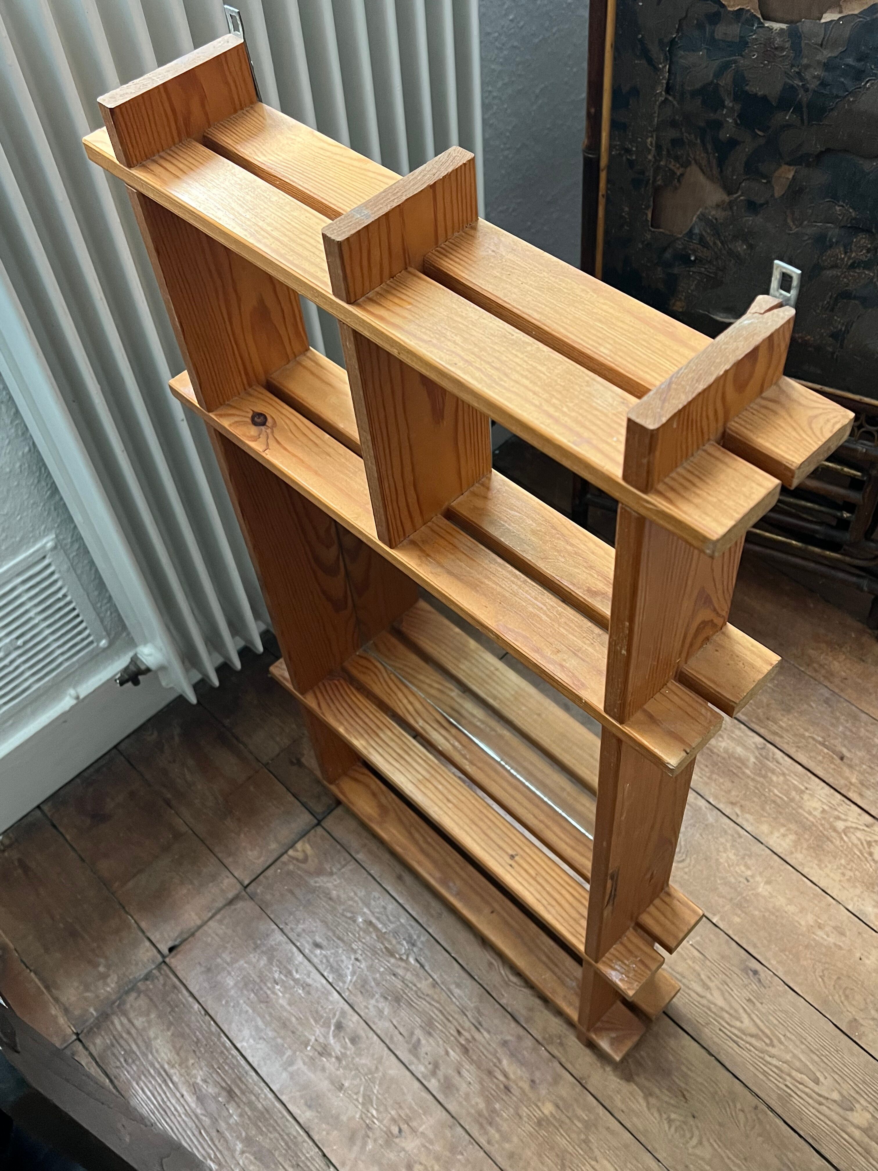 Mirror shelf in blond pine 80s