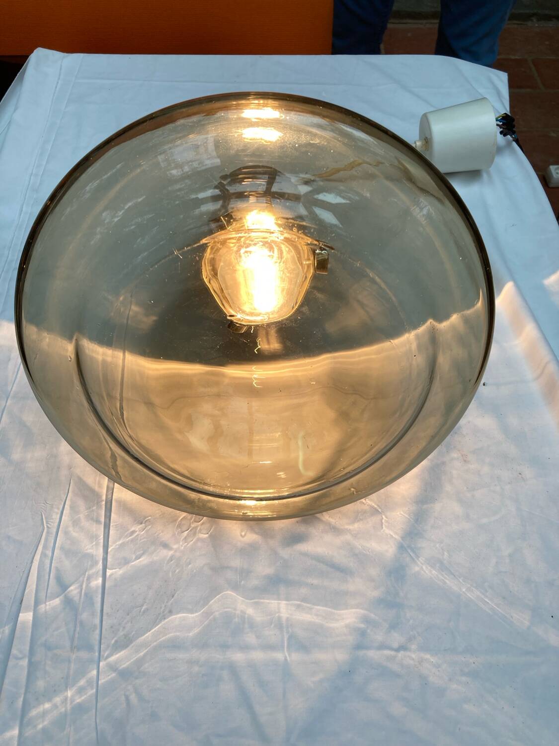 Vintage smoked glass pendant light, Italian work