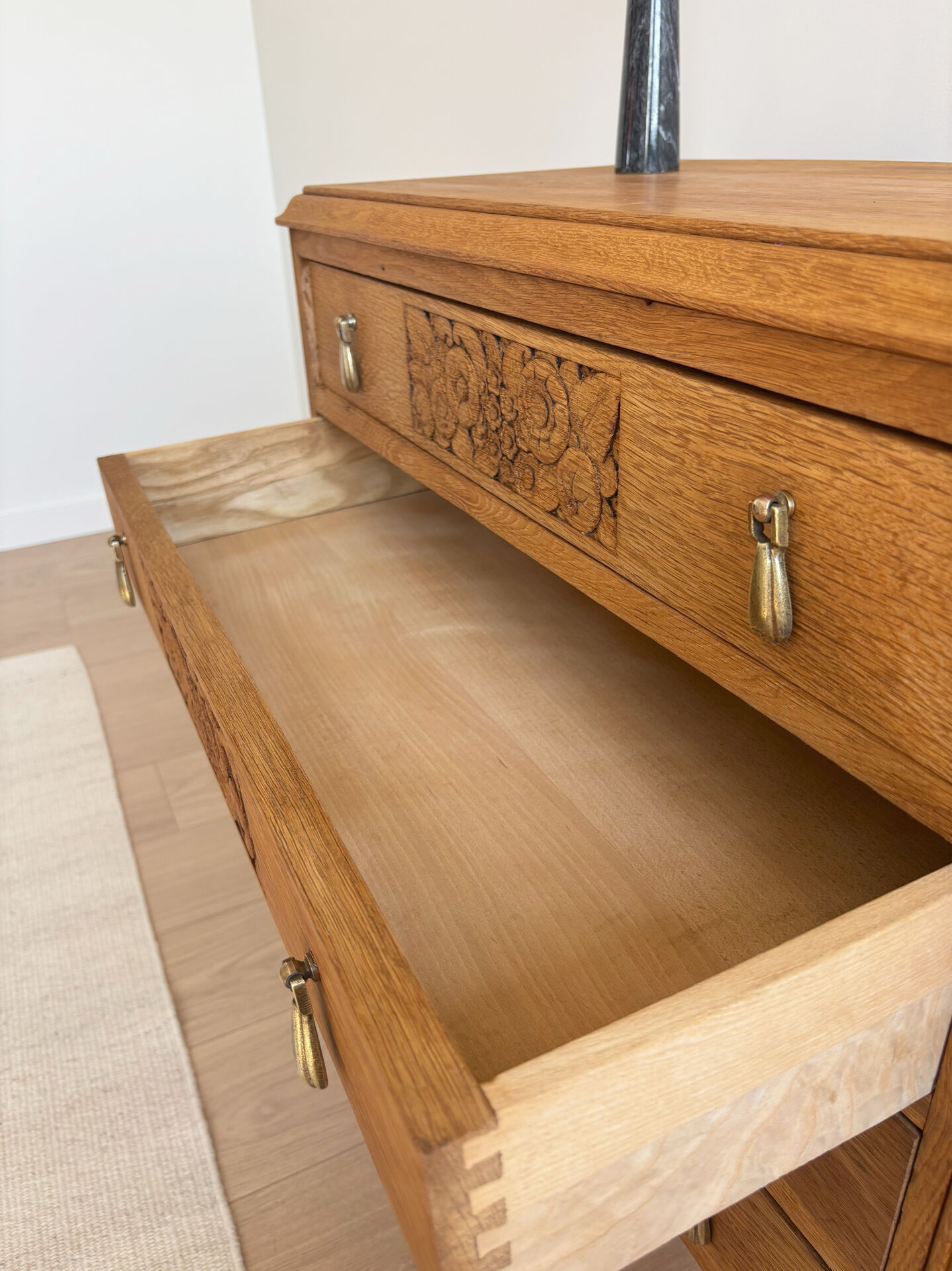 Commode ancienne art déco chêne massif - 4 tiroirs renovée