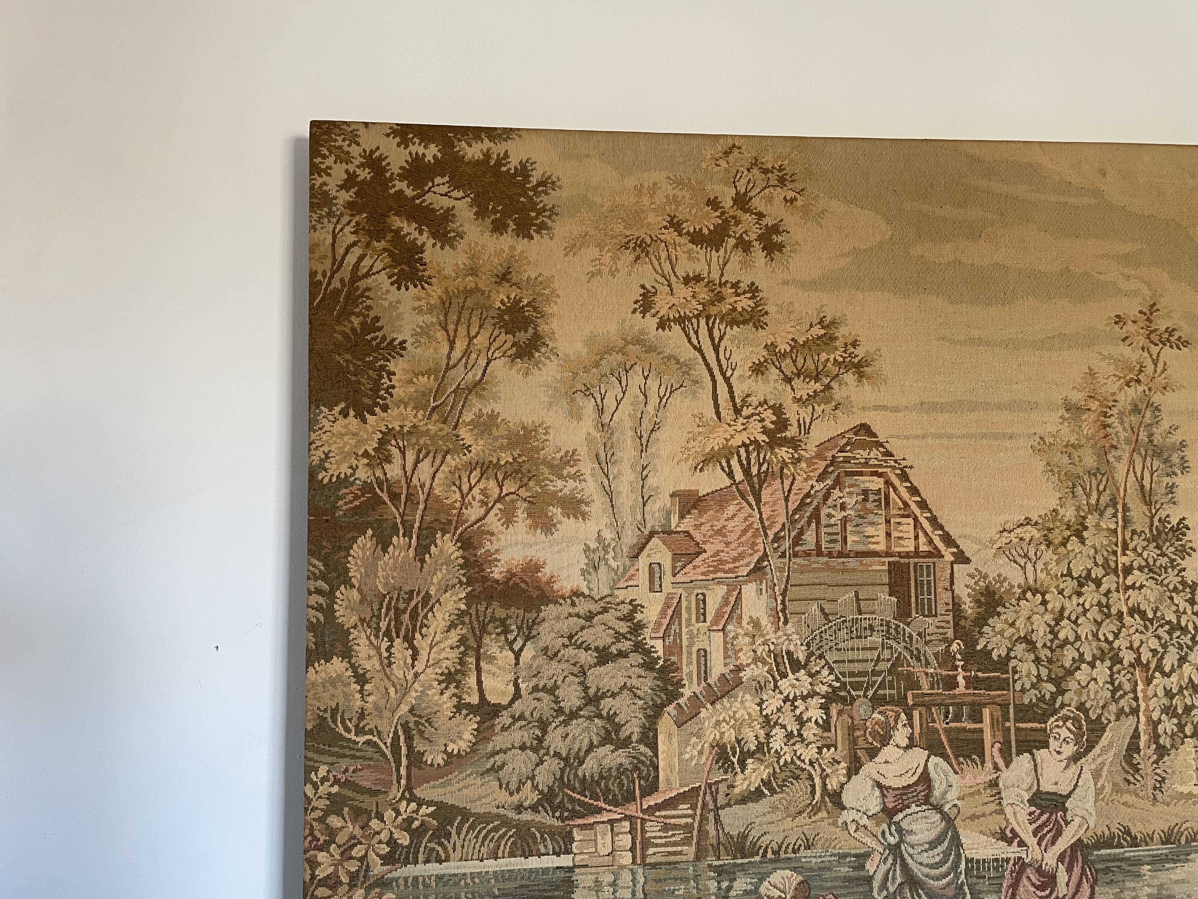 French Tapestry Panoramic Early 20th Century