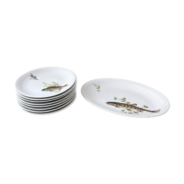 Fish service in porcelain