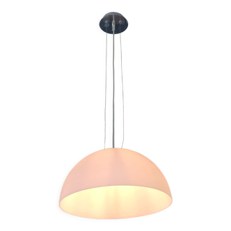 Suspension in matt white glass and stainless steel