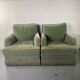 Pair of green velvet club armchairs