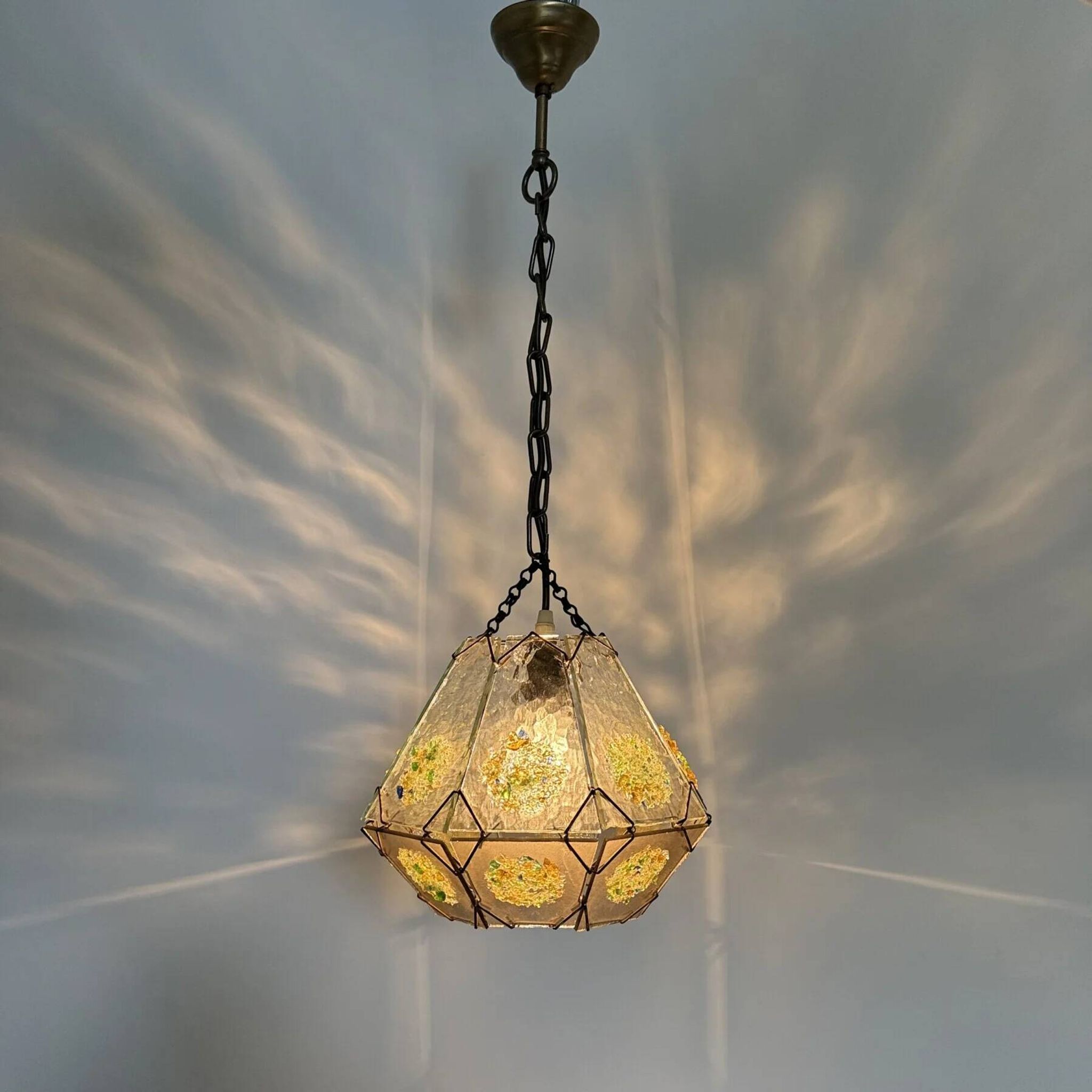 Suspension en verre brutaliste, années 1970