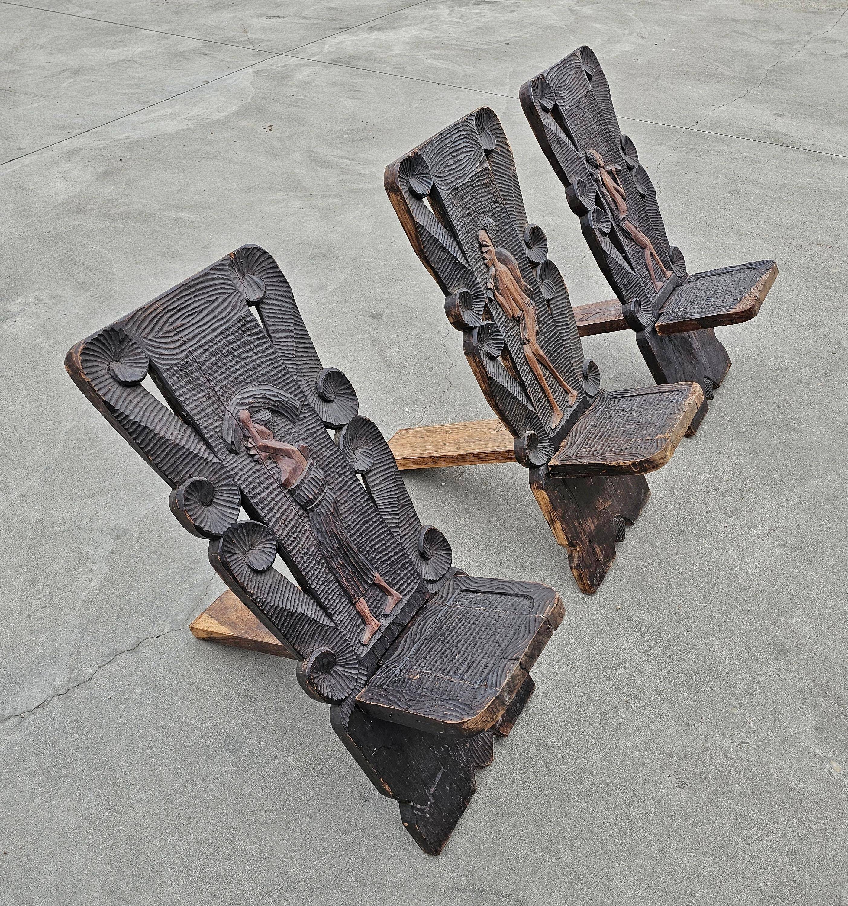 Antique carved wood Stargazer chair from the 1890s.