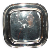 Vintage square tray in silver metal - 24cm net border dish