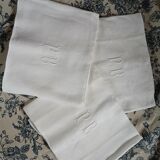 3 small antique tablecloths with embroidered initials PB