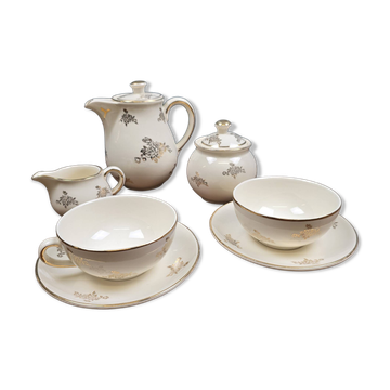 Service à thé ancien Villeroy & Boch Mettlach – Faïence crème & dorure