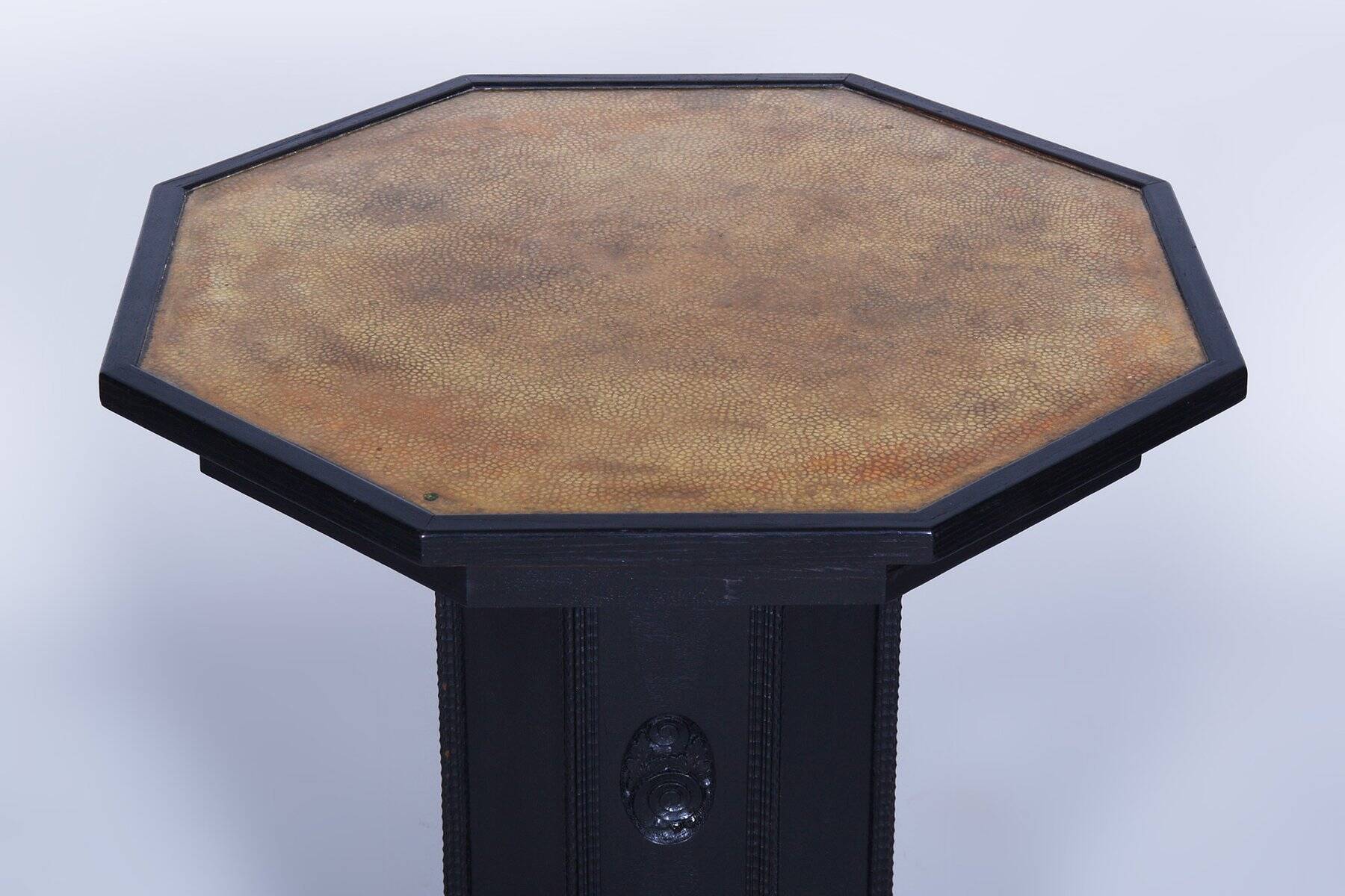 Art Nouveau Livingroom Set in Stained Oak & Upholstery from Wiener Werkstätte, Austria, 1910s, Set of 5