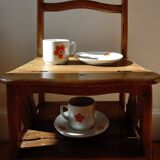 2 tasses mugs et soucoupes en porcelaine Colombia Vintage 1970s