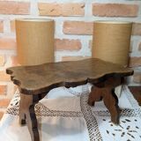 Low Stool Footrest Antique Oak Wood