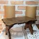 Low Stool Footrest Antique Oak Wood