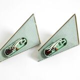 Pair of beautiful mint green Mid Century Modern perforated sheet metal wall