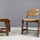 Vintage oak and wicker dining chairs, 1960s