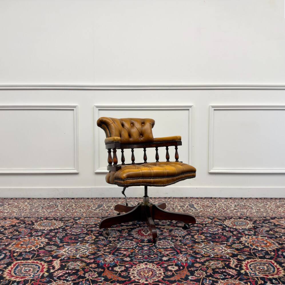 Classic English Brown Chesterfield Desk Chair