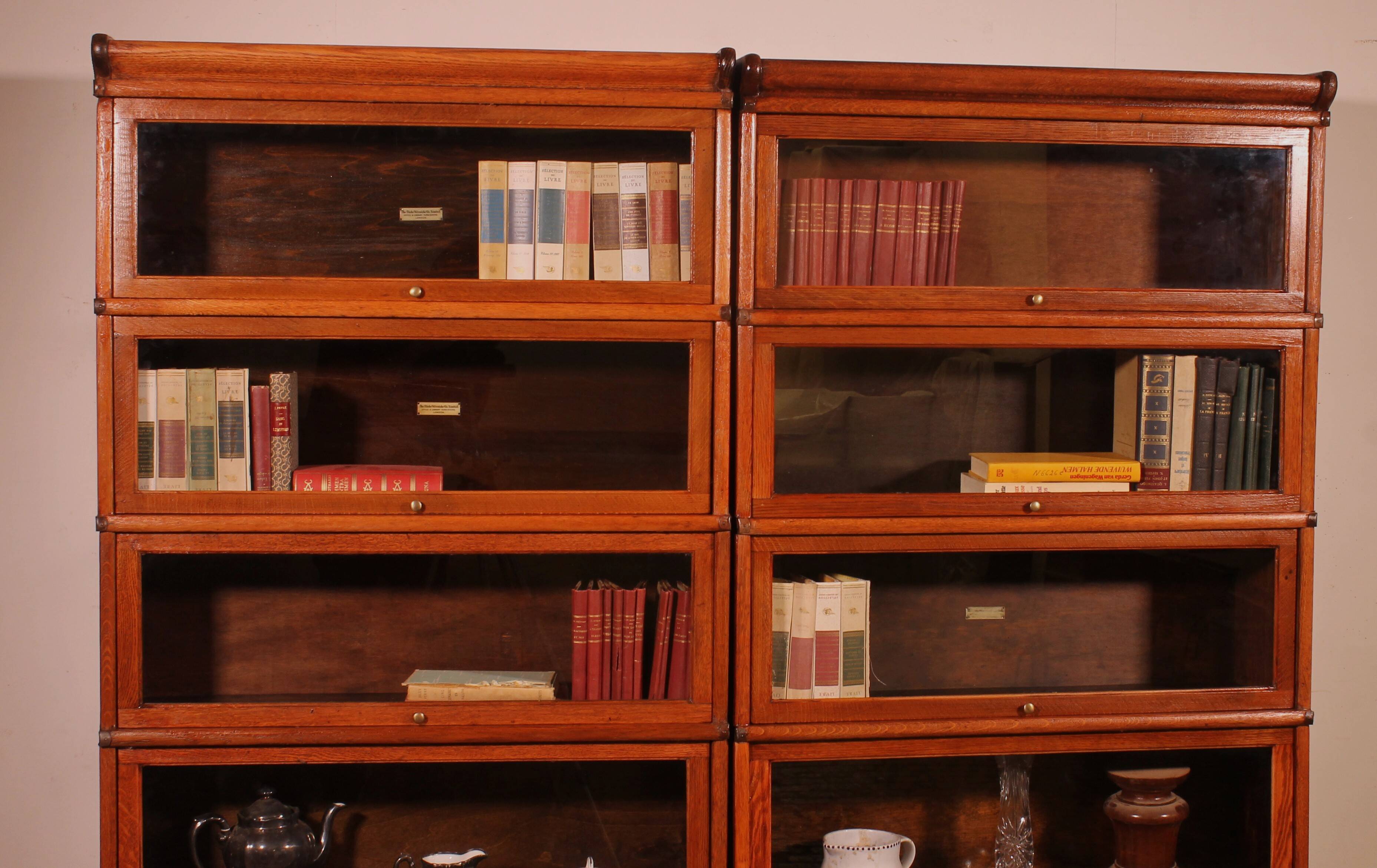 paire de bibliothèque Globe Wernicke en chêne circa 1900