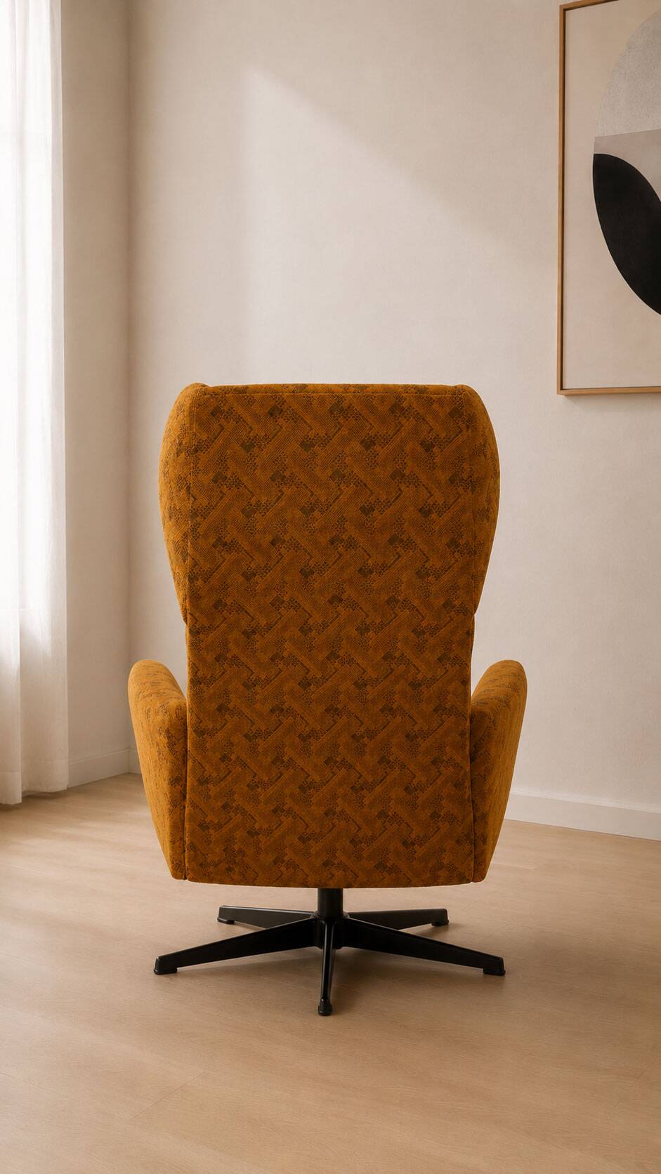 Vintage Czechoslovak Wingback Swivel Lounge Armchair
