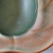 Pair of biomorphic bowls Salins France moss green, 1950s