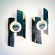Set of 2 Space Age 1970s wall lights inspired by Oxar lamps