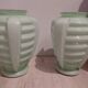 Set of two Art Deco uranium opaline skyscraper vases.