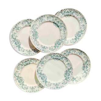 Set of 6 Small Antique Iron Earth Plates "Figuig" – Longchamp 19th Century