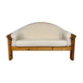 Canapé 2 places en pin et tissu bouclette design scandinave années 70