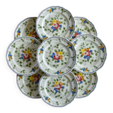 9 dessert plates from the Longchamp "Nemours" collection, hand-painted.