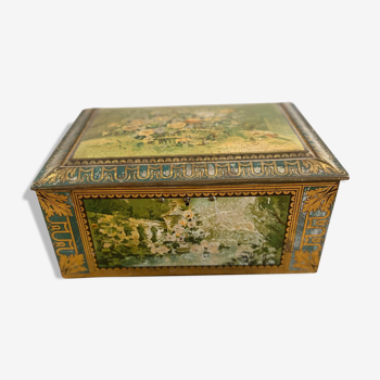 Antique metal box with floral pattern