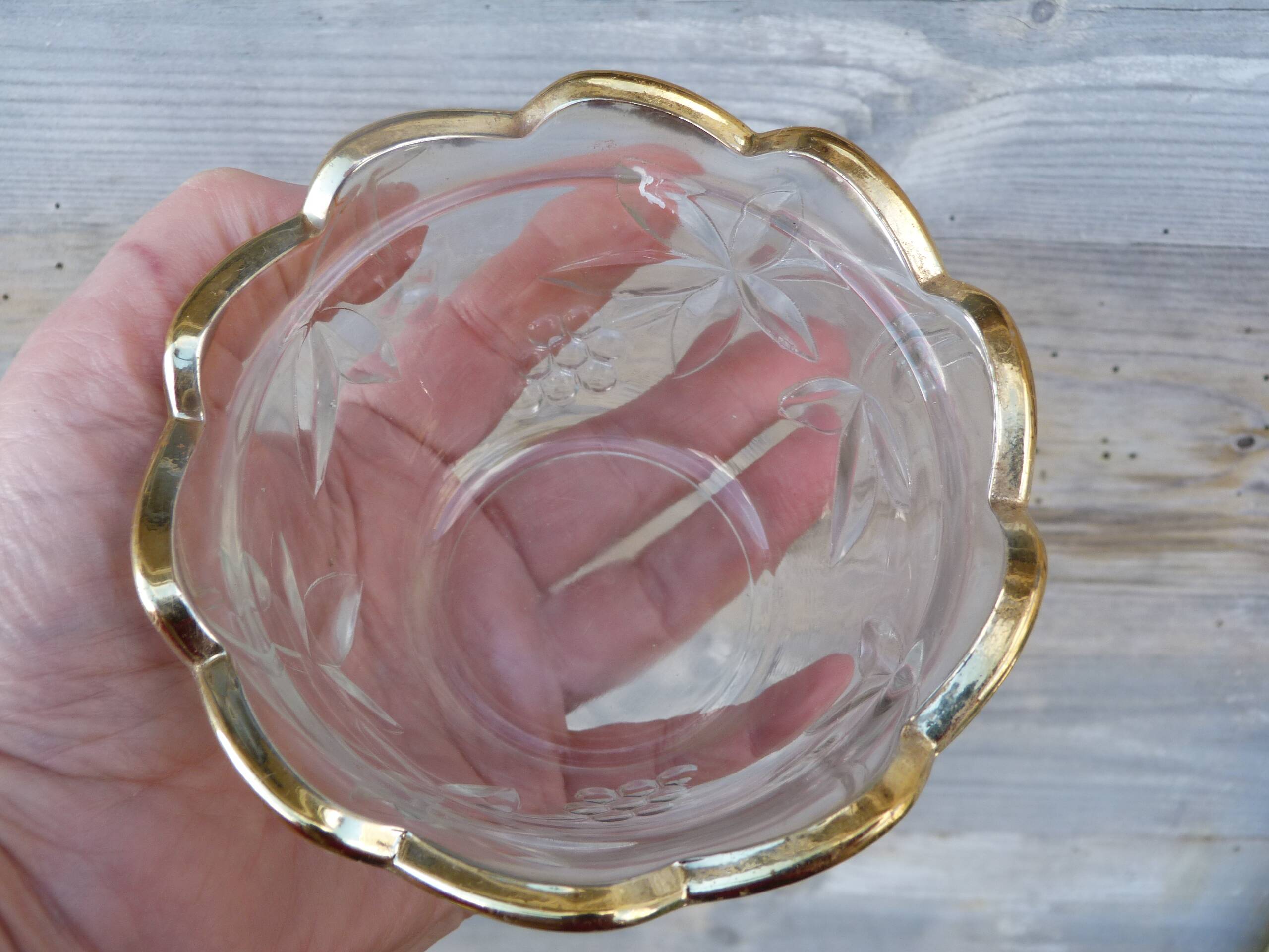 Cut glass candy box with golden edge