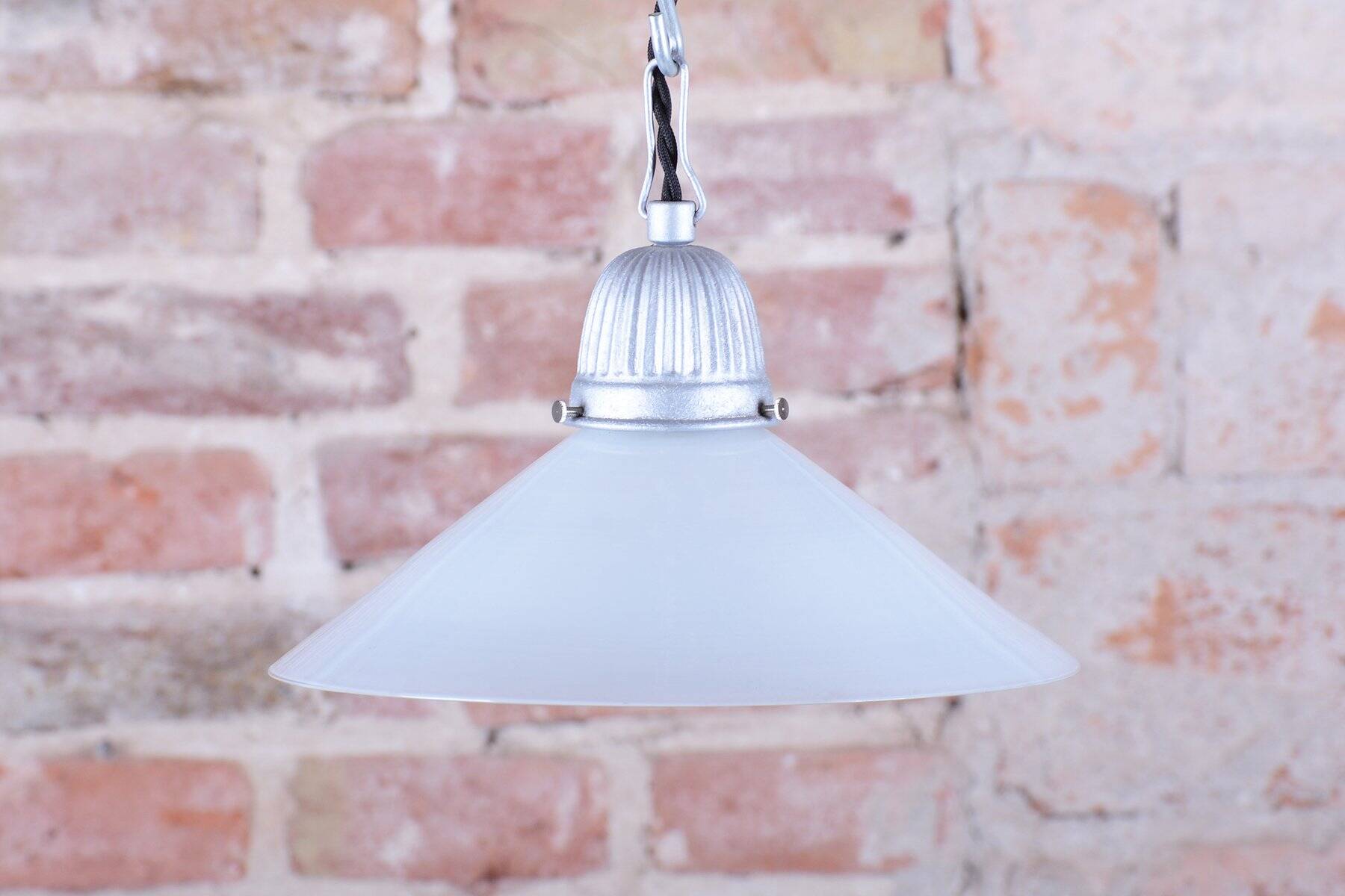 Mid-Century Chandelier in Metal and Opal Glass, Czech, 1970s