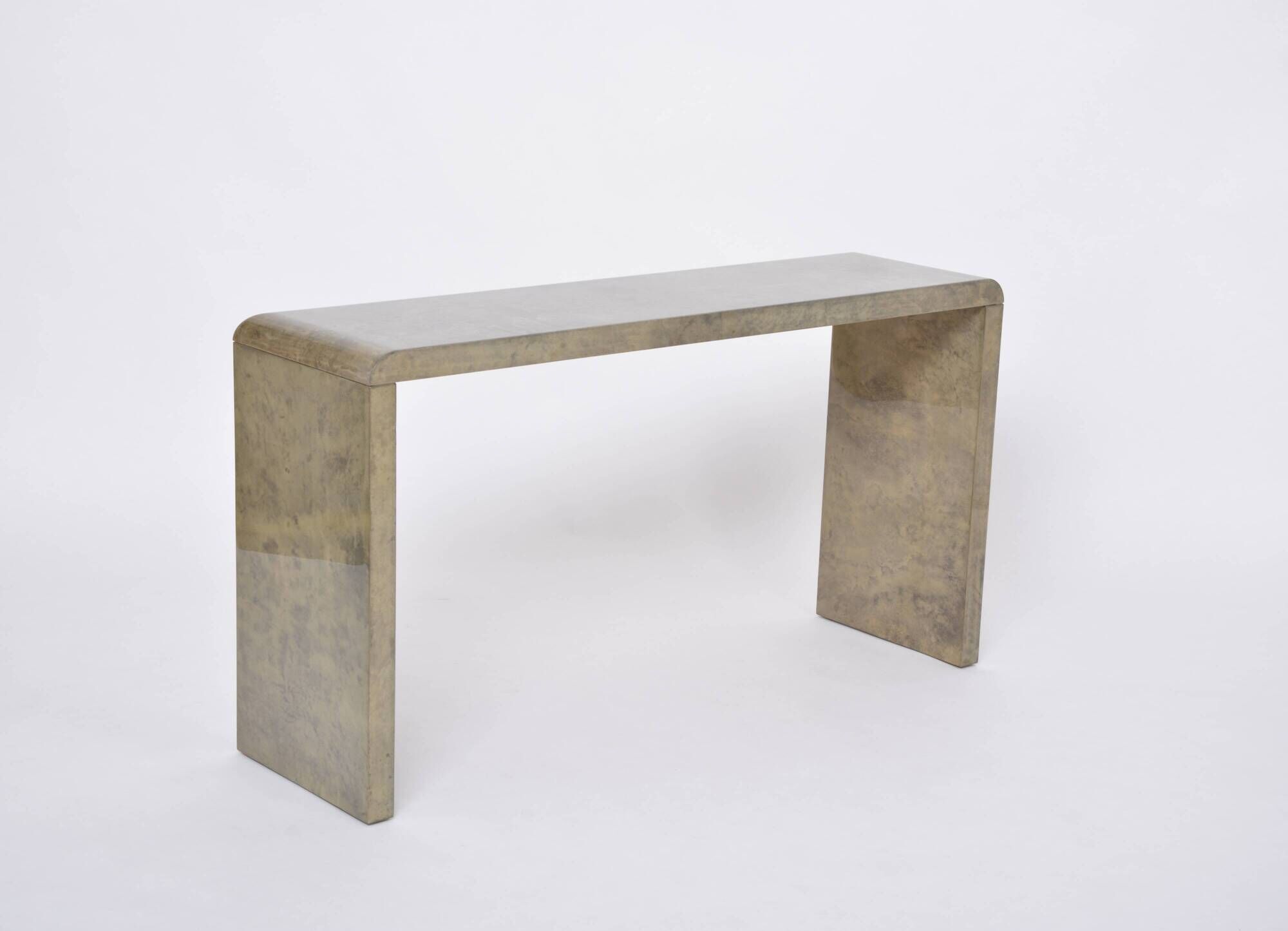 Mid-Century Modern Console Table Made of Laquered Goat Skin by Aldo Tura