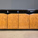 Vintage lacquer and burl wood credenza, 1980s