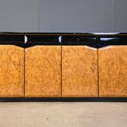Vintage lacquer and burl wood credenza, 1980s