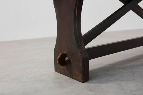 Banc rustique en bois de style Wabi Sabi, France années 1900