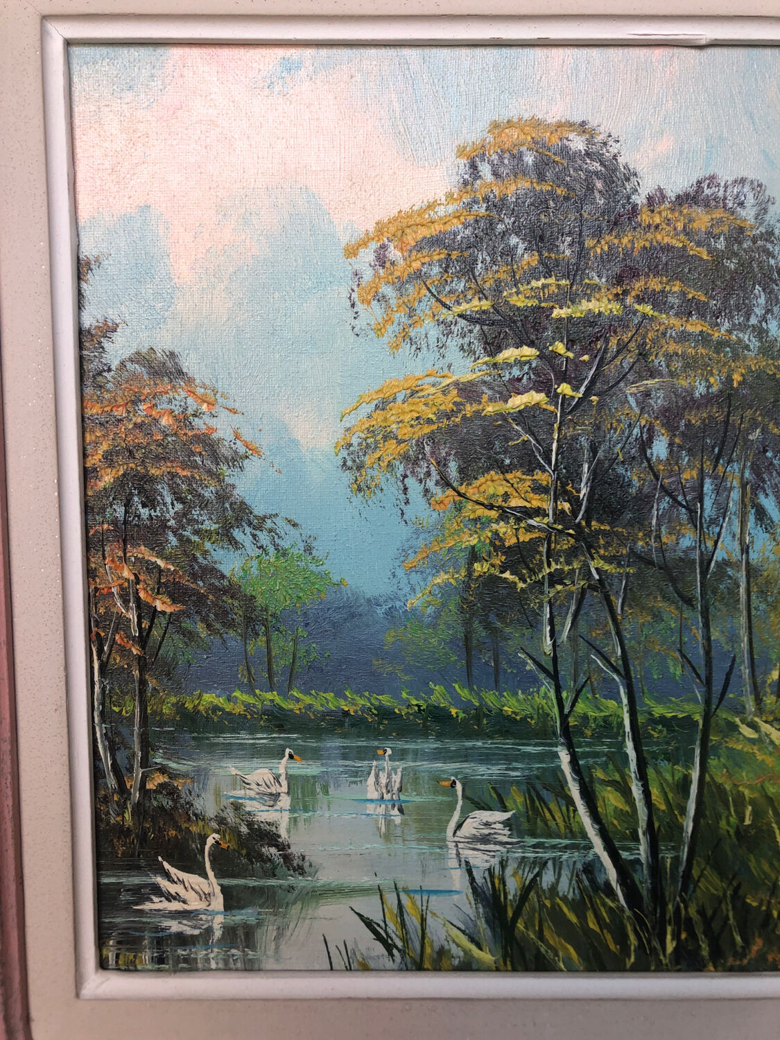 Oil Painting on Canvas MAU LOUIS Riverside + Wood Frame #A217