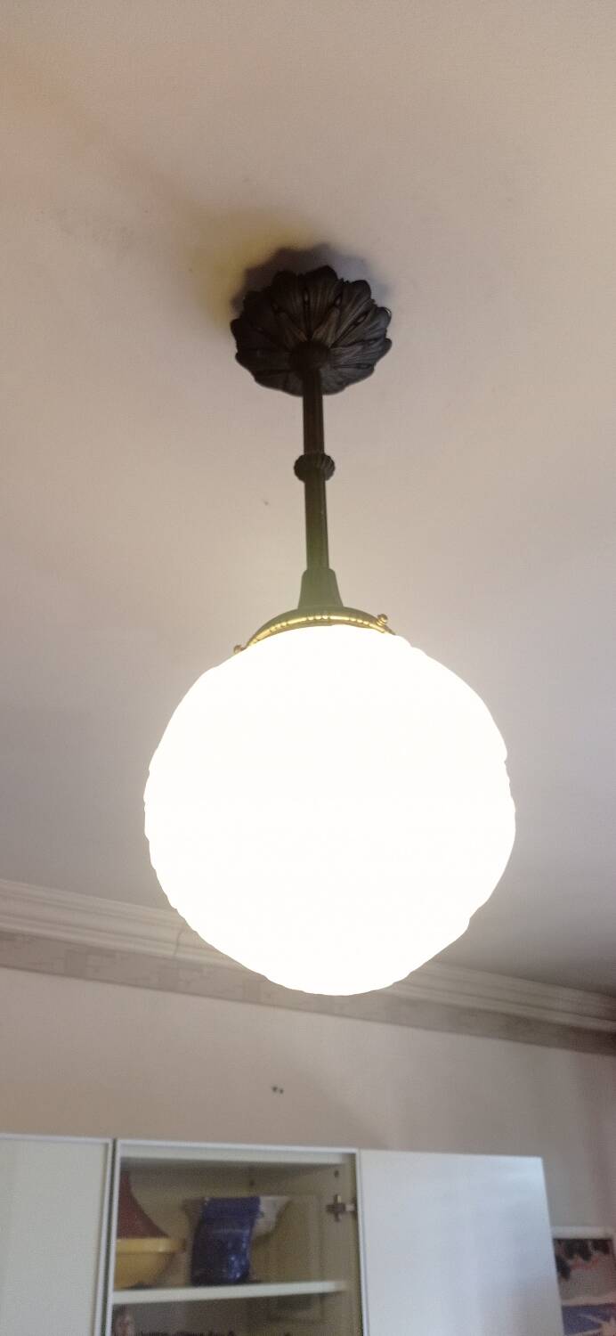 Chandelier with peacocks signed Muller and brothers in Lunéville