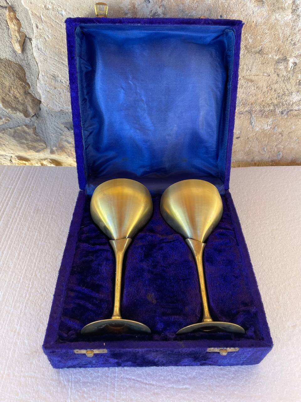 Pair of vintage brass tumblers