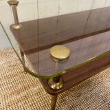 Coffee table of the 60s in glass, glass and wood top