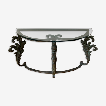 Green table and wrought iron