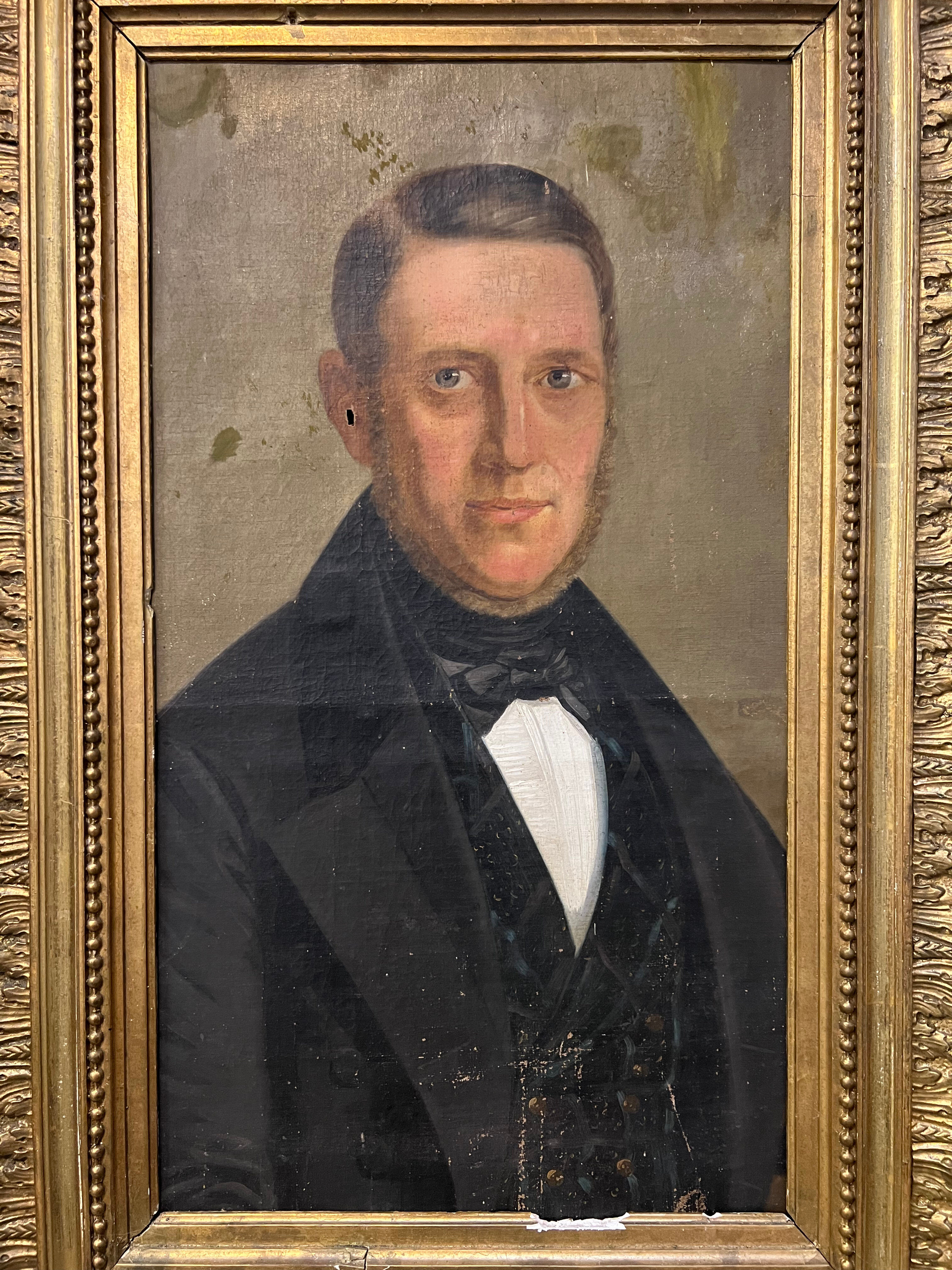 Portrait homme aux yeux bleus XIXe