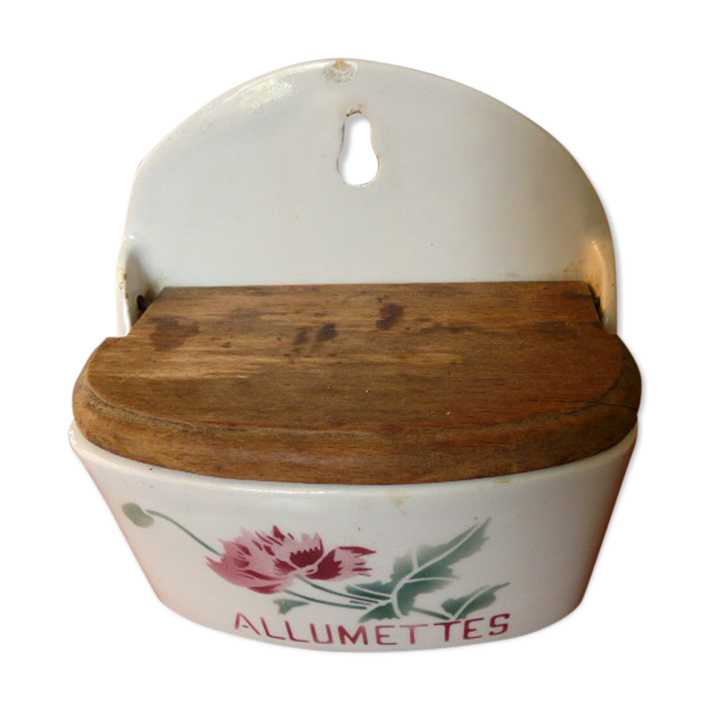 Old ceramic Luxeuil carny decoration matchbox
