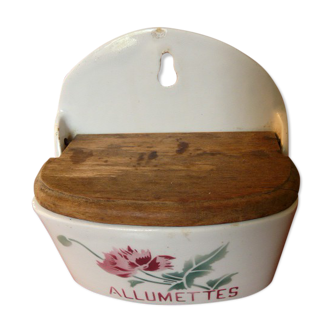 Old ceramic Luxeuil carny decoration matchbox