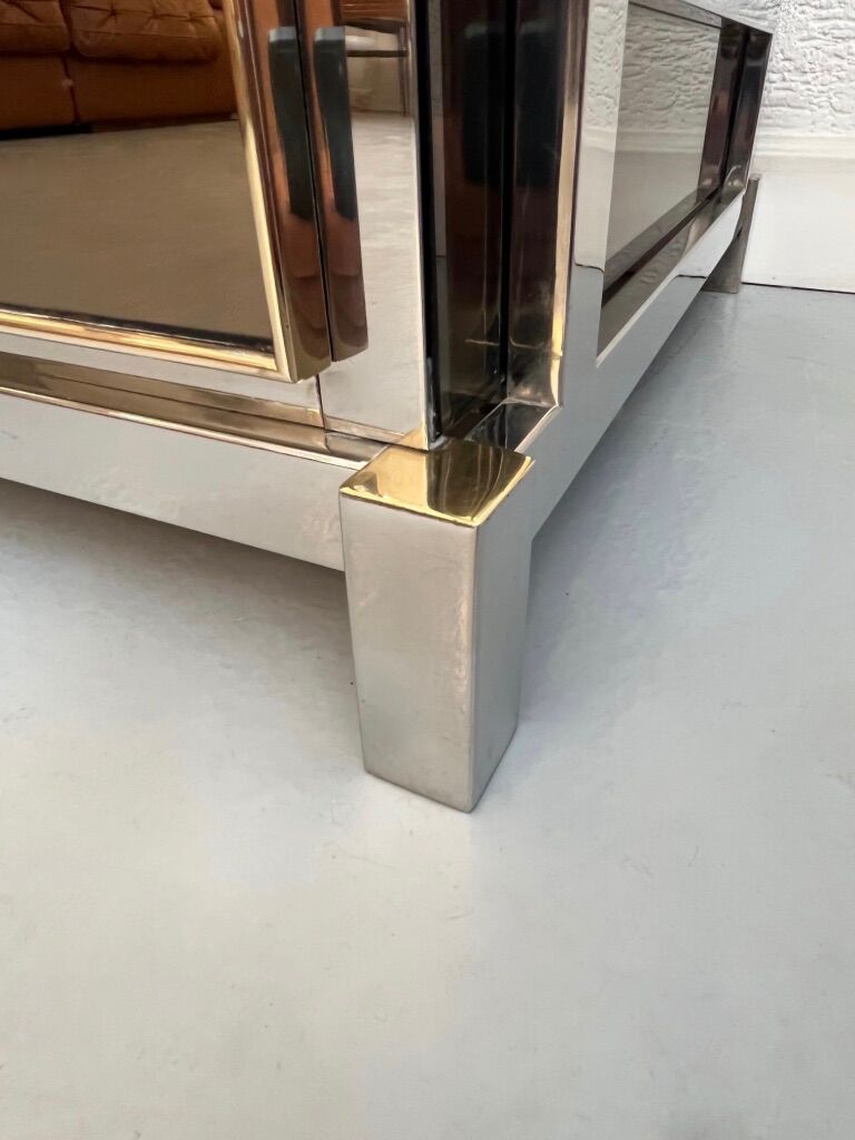 Michel Pigneres chest of drawers glass, brass and chrome around 1970