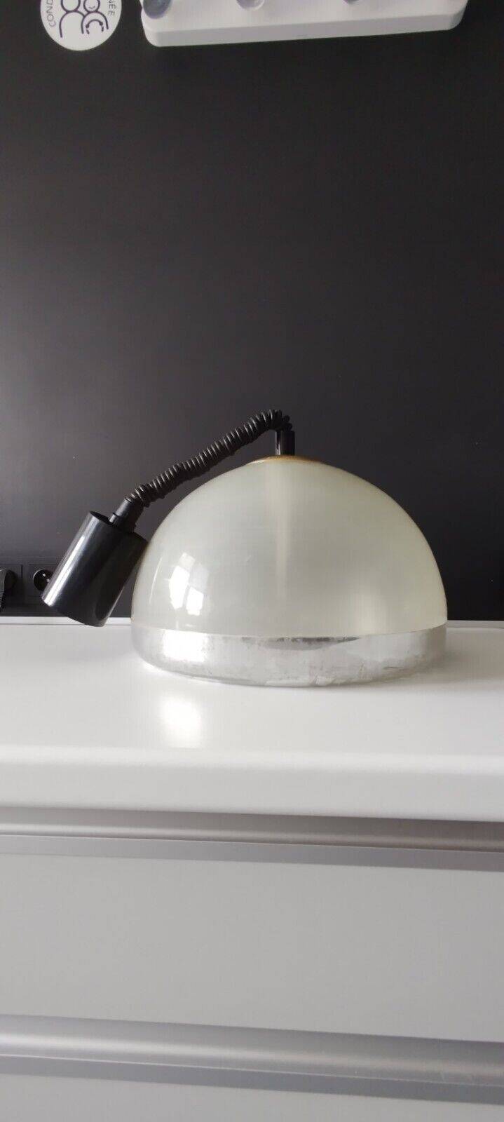 Chandelier rises and falls transparent plastic and chrome vintage 1970 space age