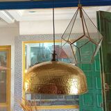 Hammered Brass Dome Pendant Light Industrial Chic Style