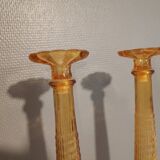 Pair of amber-coloured carafes