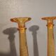 Pair of amber-coloured carafes