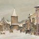 Watercolor painting "Gengenbach" in 1942 Germany signed Greinke (?)