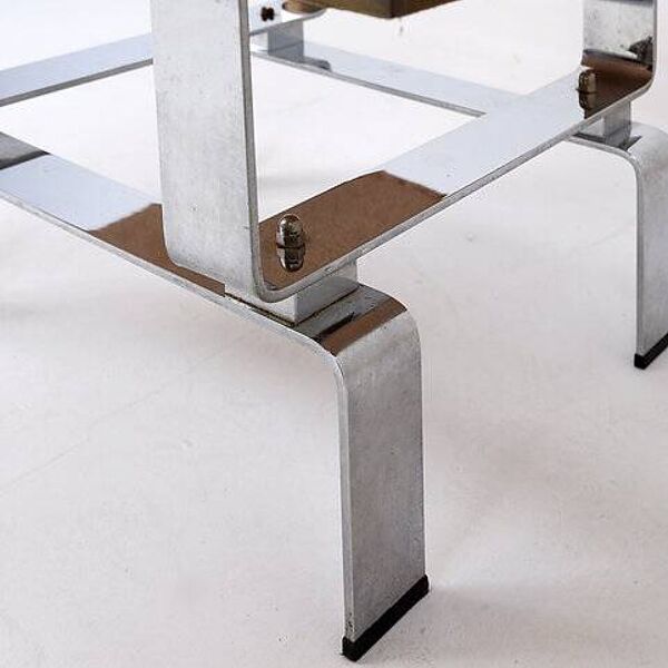 Table basse en laiton gravé à l'acide et pierre d'agate par Christian Krekels