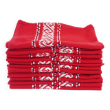 11 red cotton napkins - embroidered Basque style